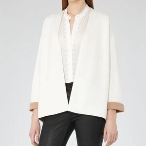 Reiss - Cream Open Front Cardigan with Contrast Trim - Size S
